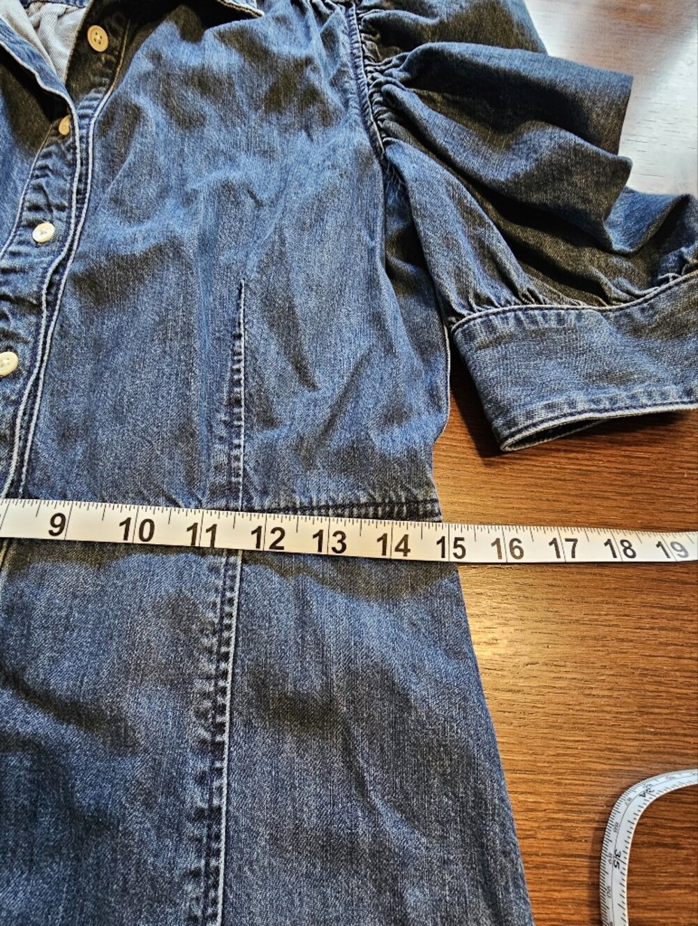 Frame Gillian Puff-Sleeve Denim Dress Medium - Picture 11 of 13